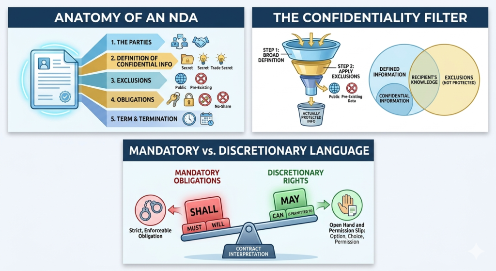 NDA clause for confidentiality agreements are explained
